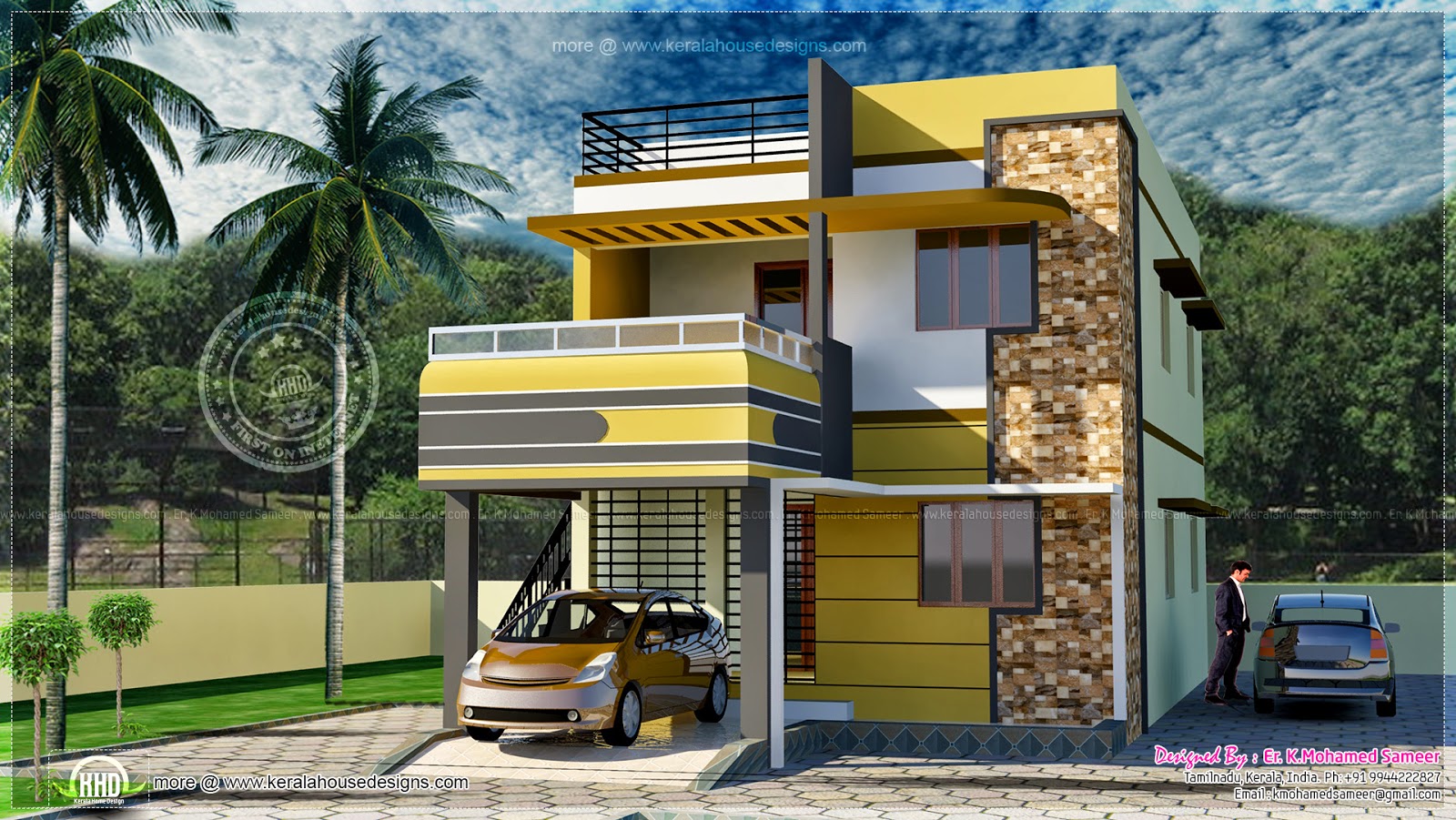 2100 square feet Tamilnadu  style house  exterior Kerala 
