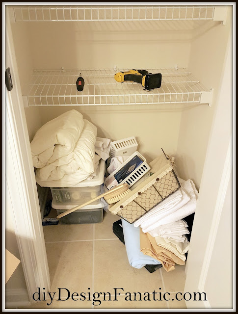 organization, organizing, linen closet, shelving, closet, cottage, farmhouse, diydesignfanatic.com