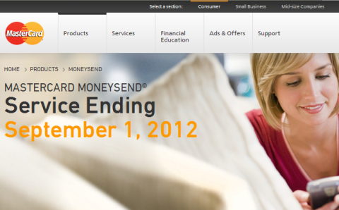 Fin de MasterCard MoneySend