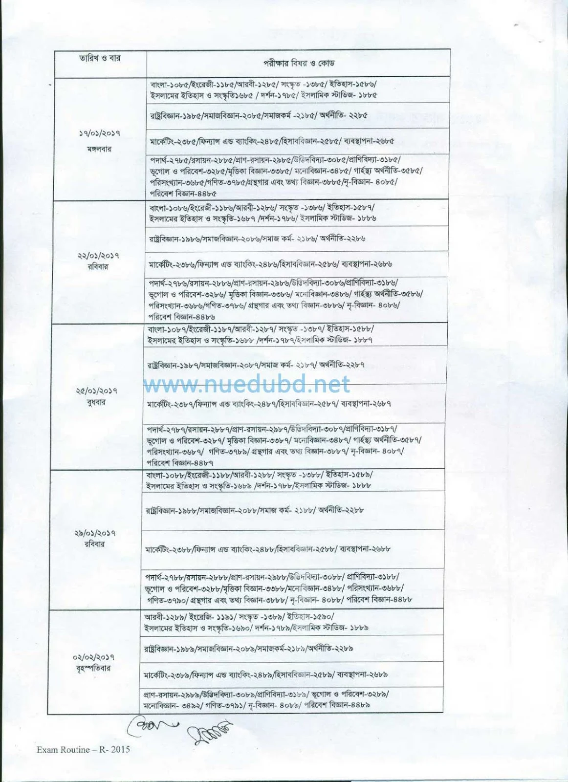 NU Honours 4th Year Routine 2016