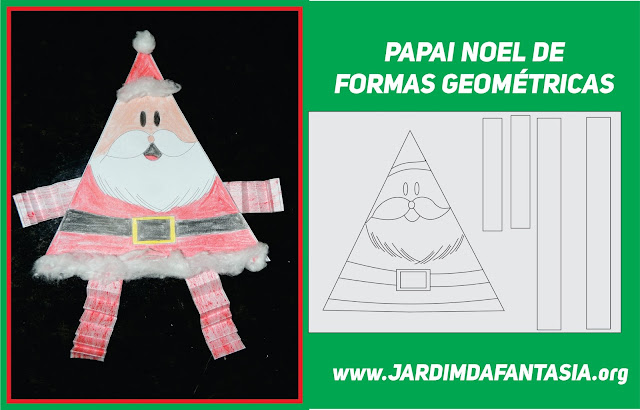 Bonequinho do Papai Noel feito com Formas Geométricas e Pernas e Braços Sanfonados