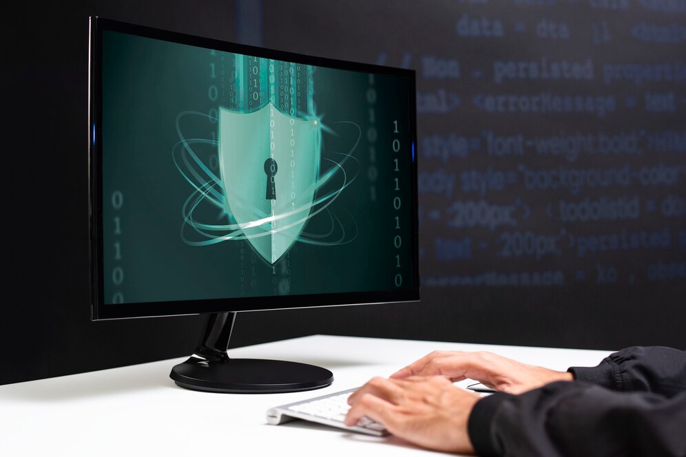 Hacker hacking a secure binary code