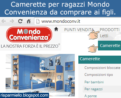 camerette ragazzi mondo convenienza