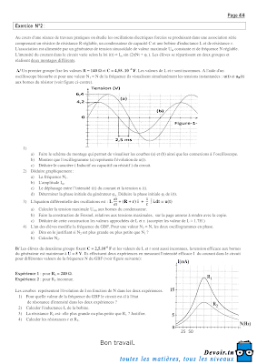 devoir de synthèse 1 physique baccalauréat Mathématique avec correction , devoirs physique bac math, فرض تأليفي 1  فيزياء مع الاصلاح بكالوريا رياضيات