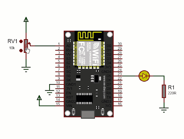 NodeMCU ESP8266 PWM: LED brightness with Potentiometer | ee-diary