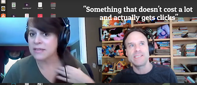 screenshot of two people talking on video