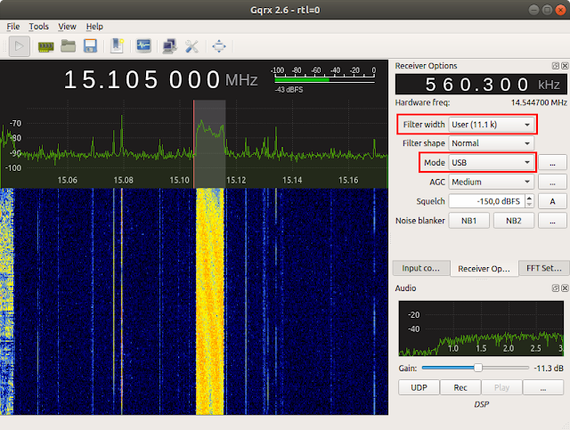 DRM signal displayed by Gqrx