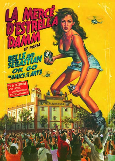 Cartello pubblicitario della Festa de la Mercé 2010 alla fabbrica Damm