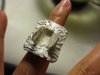 metal clay ring with the ring plug dissolved away