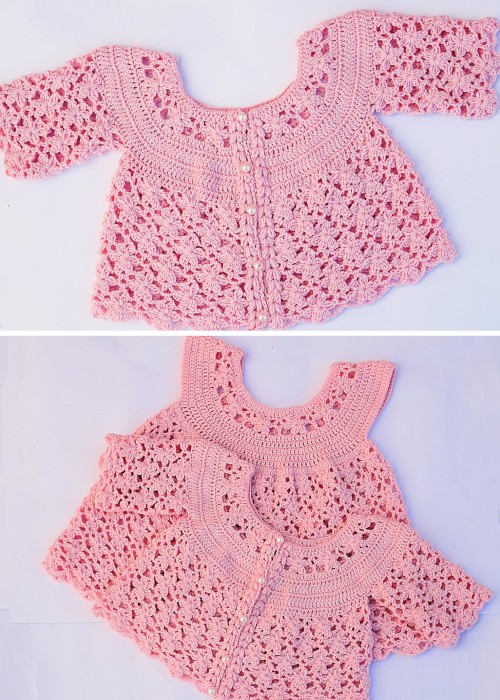 Crochet Baby Girl Jacket - Tutorial