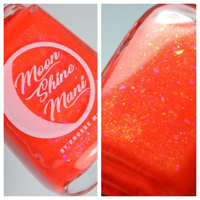 hot red nail polish with shimmer and flakies