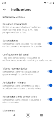 Configurar las notificaciones en YouTube