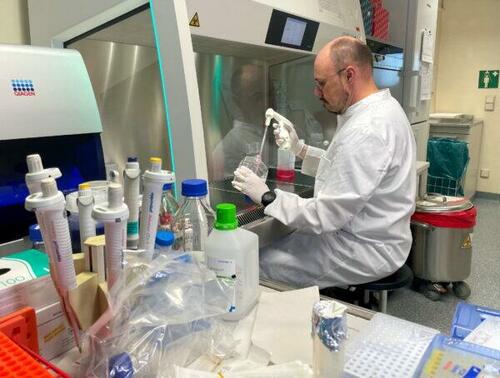 Head of the Institute of Microbiology of the German Armed Forces Roman Woelfel works in his laboratory in Munich, on May 20, 2022, after Germany has detected its first case of monkeypox.