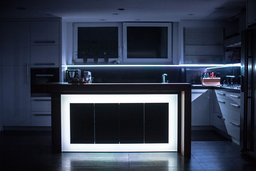 White light on kitchen island