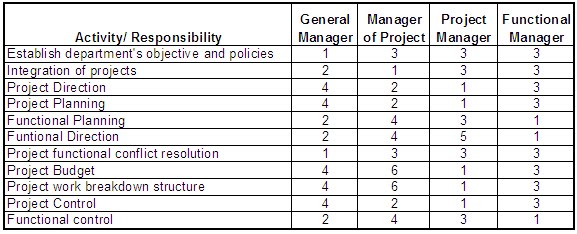 Project Management: Matrix Responsibility Chart/Linear 
