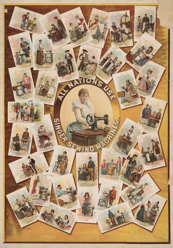 Ad poster 1892 - All nations use Singer sewing machines