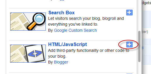 html javascript widget, blogger gadgets