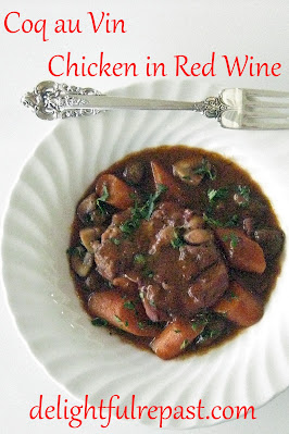 Coq au Vin - Chicken in Red Wine (in honor of Julia Child) / www.delightfulrepast.com