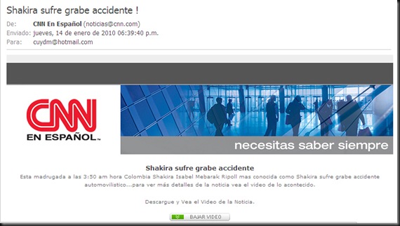 Supuesto mail de CNN Shakira -- cuydm