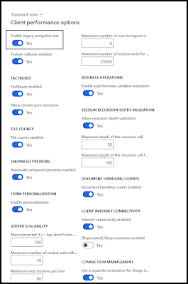 Client performance option form