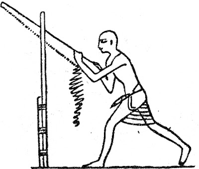 Древнеегипетский рисунок, изображающий пильщика; относится к 1450 г. до н. э.