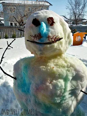 Spray Painted Snowman: A fun winter activity for kids from And Next Comes L