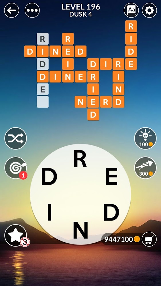 Wordscapes Level 196 answers, cheats, solution for android and ios devices.