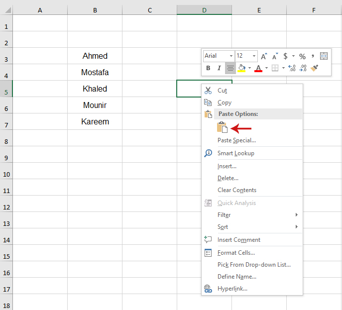 السحب و الافلات في برنامج Excel