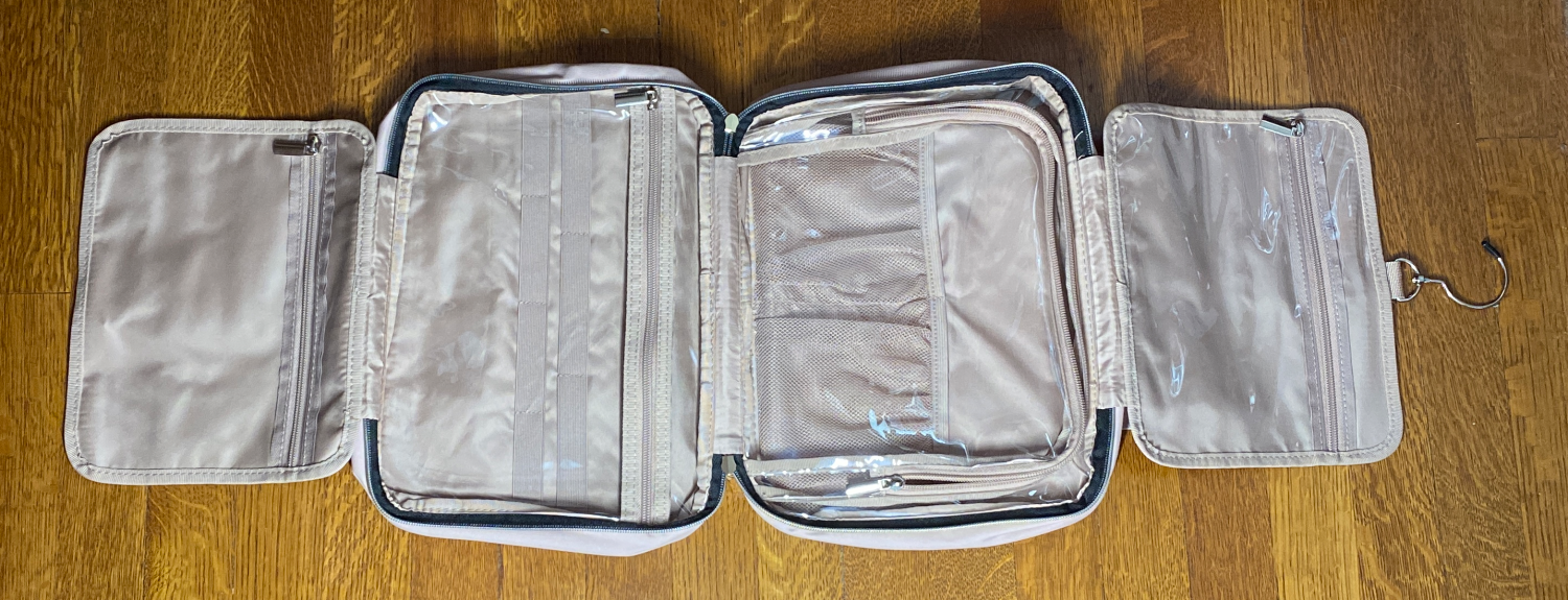 NISHEL Double Layer Travel Makeup Bag Women, Large Cosmetic Case