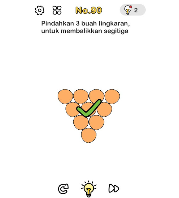 Pindahkan 3 buah lingkaran, untuk membalikkan segitiga