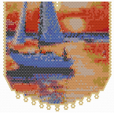 "Sailboat In The Lagoon" Landscape Art Necklace Brick Stitch Bead Pattern Bottom Labeled Color Chart