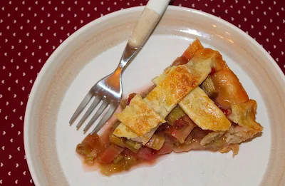 Slice of rhubarb pie.