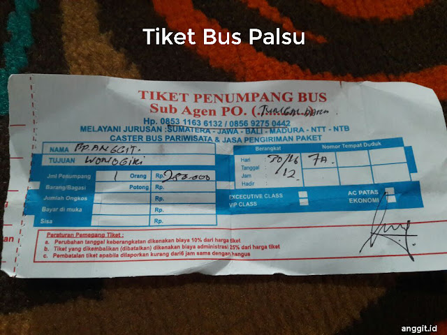Tiket Bus Palsu Dari Calo