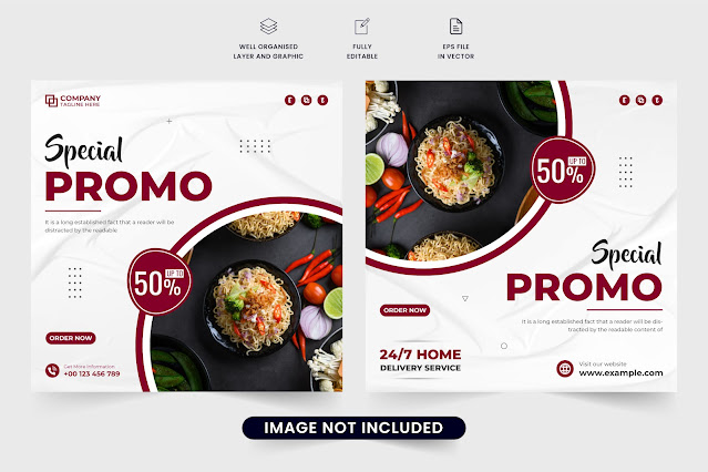 Food discount promo template vector free download