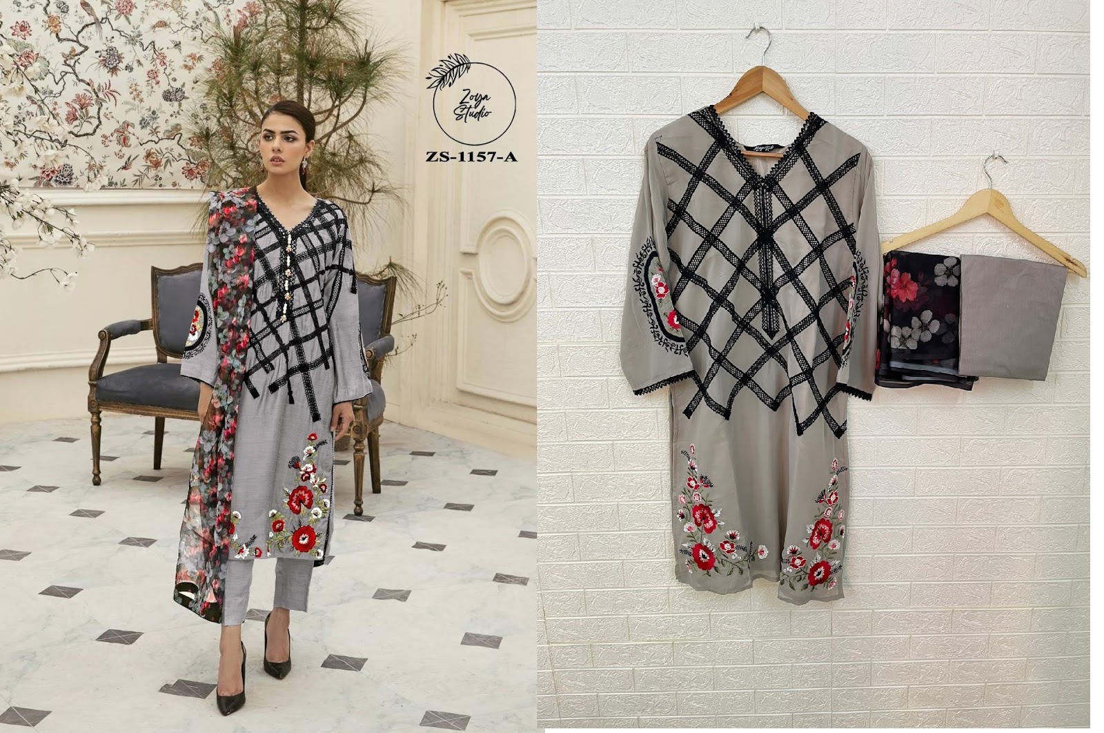 1157 Zoya Studio Fox Georgette Handwork Pakistani Readymade Suits