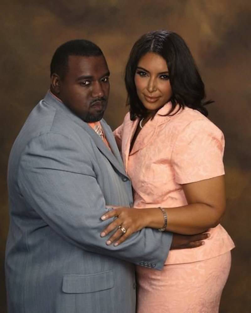 39 Photoshopped Images Depict What Celebrities Would Look Like If They Were Ordinary People - Kanye West And Kim Kardashian