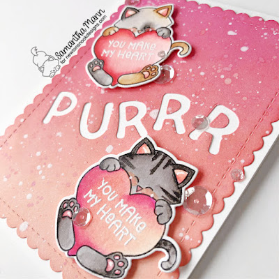You Make My Heart Purr Card by Samantha Mann for Newton's Nook Designs, Valentine's Day, Cards, Card Making, Kitten, Distress Inks, Ink Blending, #handmadecards #newtonsnook #distressinks #valentinesday