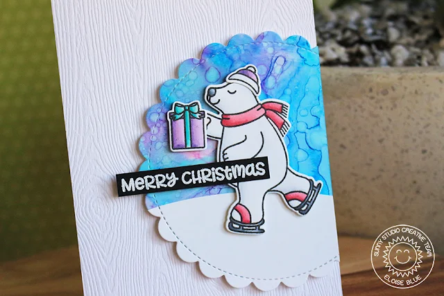 Sunny Studio Stamps: Playful Polar Bears Galaxy Background Card by Eloise Blue