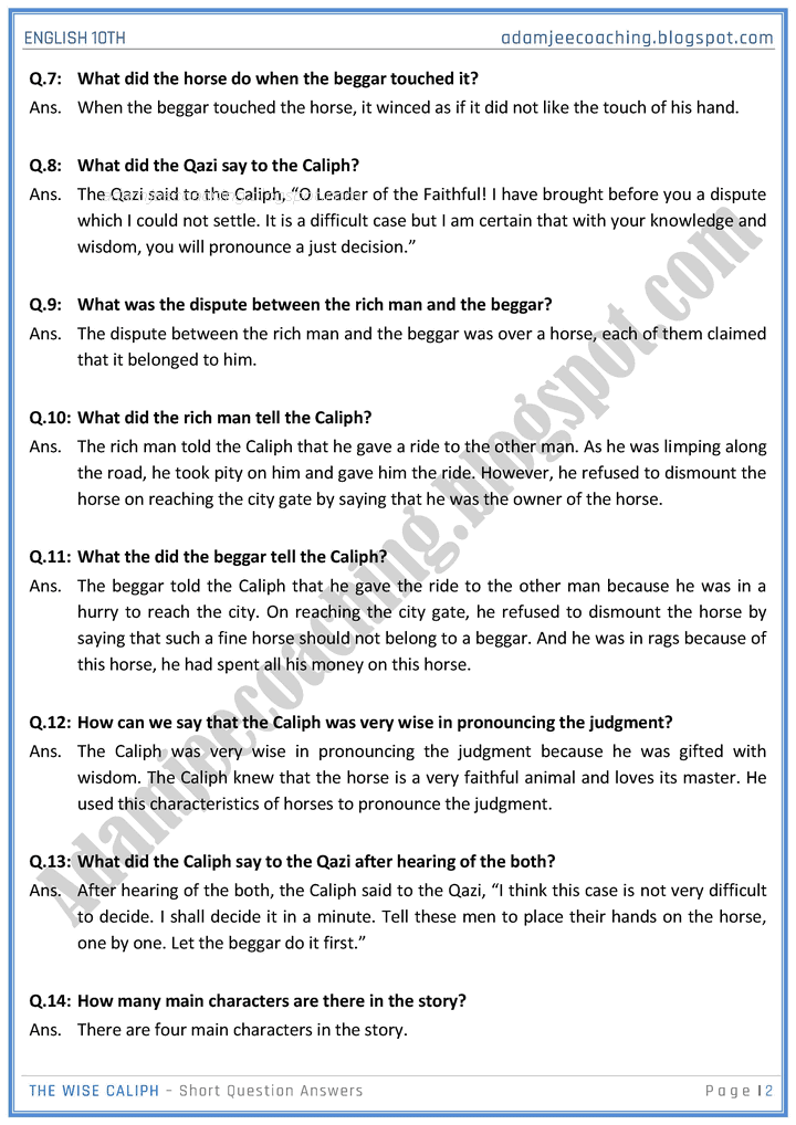 the-wise-caliph-short-and-detailed-question-answers-english-10th