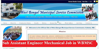 Sub Assistant Engineer Mechanical Job in WBMSC