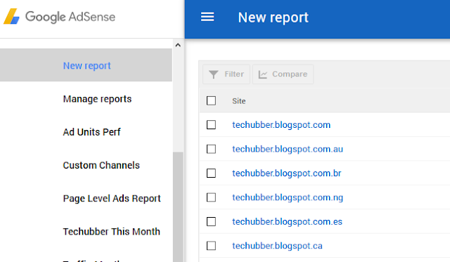 google adsense report sites