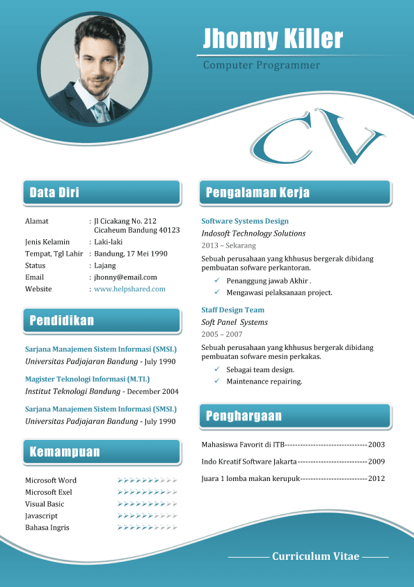 Contoh CV Lamaran Kerja Menarik Curriculum Vitae