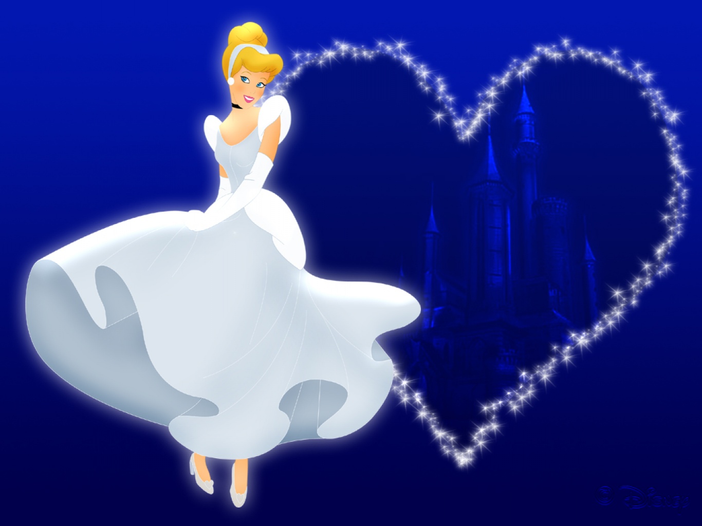 Wallpaper free download Cinderella with blue background:Child Coloring ...