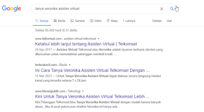 Hasil pencarian di Google