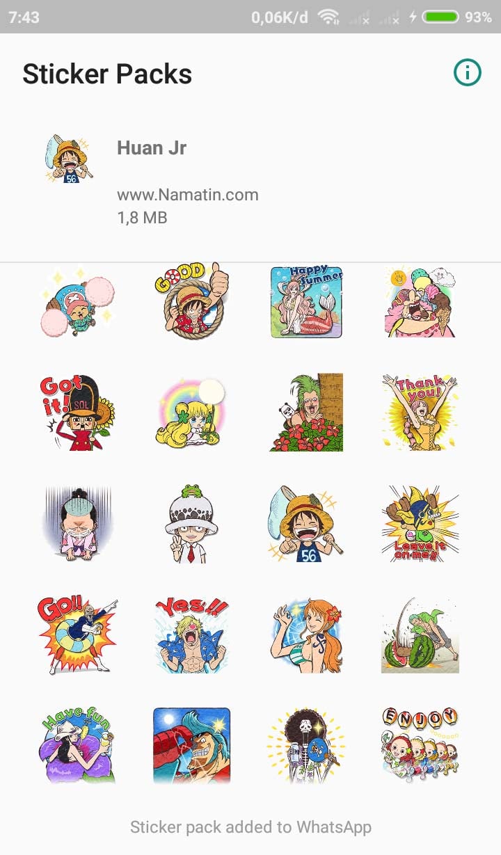 Download Stiker Pack Whatsapp One Piece Keren ~ Namatin