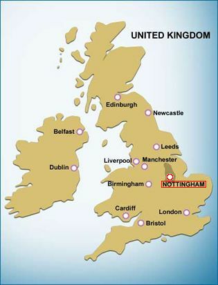 Map Of Uk. Map of Nottingham City on UK