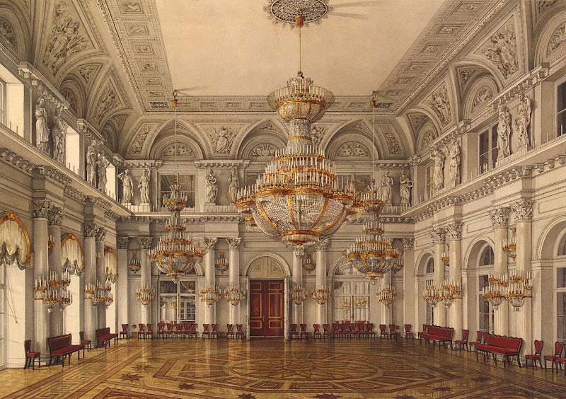 Interiors of the Winter Palace. The Concert Hall by Konstantin Andreyevich Ukhtomsky - Architecture, Interiors Drawings from Hermitage Museum