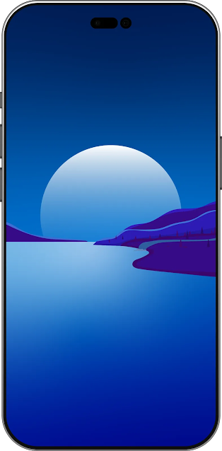 Minimalist night landscape nature illustration to use as wallpaper on iOS and Android