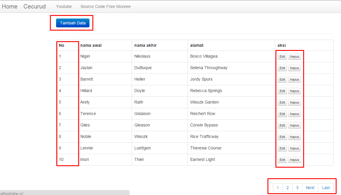 Contoh Aplikasi PHP Codeigniter MySQL Sederhana  Sedot Code