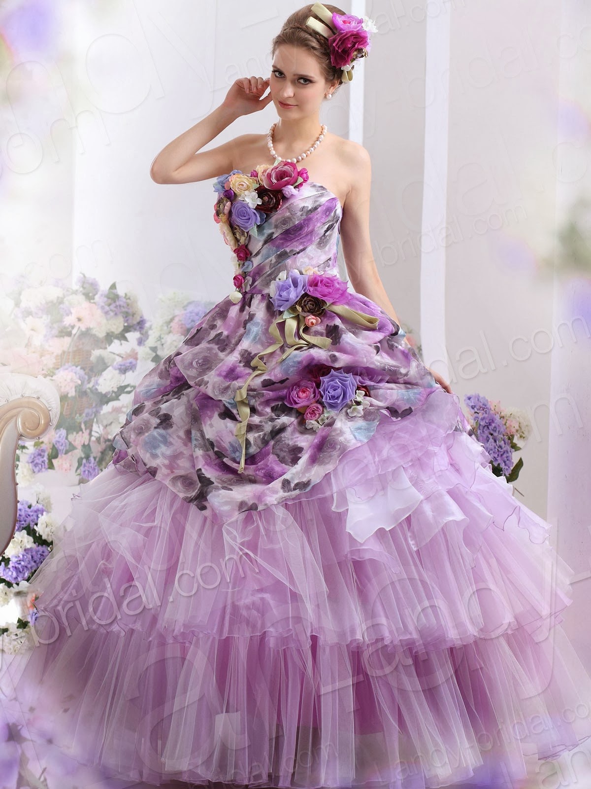 strapless wedding dresses 2014 Ultimate Princess Ballgown Purple Wedding Dress Floral Bodice Ideas